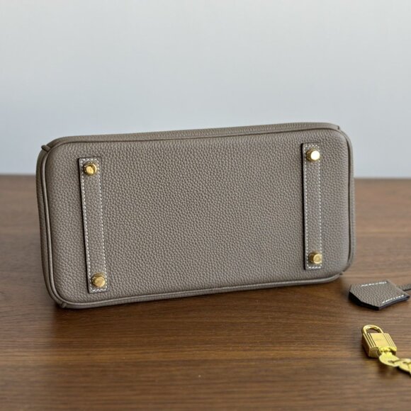 Genuine Leather Taupe wirkin bag 25cm - Picture 5 of 12